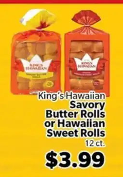 Living Fresh Market King's Hawaiian Savory Butter Rolls or Hawaiian Sweet Rolls offer