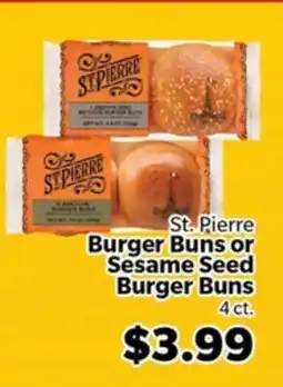 Living Fresh Market St. Pierre Burger Buns or Sesame Seed Burger Buns offer
