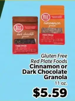 Living Fresh Market Gluten Free Red Plate Foods Cinnamon or Dark Chocolate Granola offer