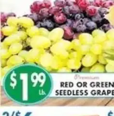 Associated Premium red or green seedless grapes offer