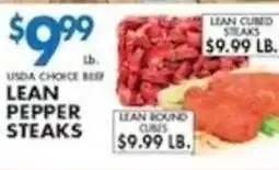 Associated Usda choice beef lean pepper steaks offer