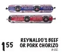 Foodarama Reynaldo's beef or pork chorizo offer