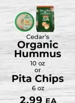 Sunset Foods Cedar's Organic Hummus or Pita Chips offer