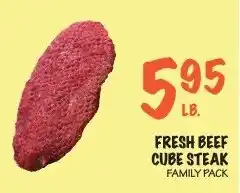 Foodarama Fresh Beef Cube Steak Family Pack offer