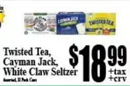 Baja Ranch Twisted Tea, Cayman Jack, White Claw Seltzer offer