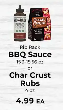 Sunset Foods Rib Rack BBQ Sauce or Char Crust Rubs offer