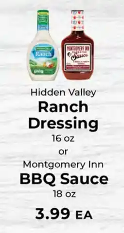 Sunset Foods Hidden Valley Ranch Dressing or Montgomery Inn BBQ Sauce offer