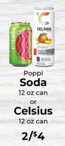 Sunset Foods Poppi Soda or Celsius offer