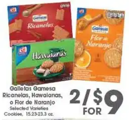 Arteagas Food Center Galletas Gamesa Ricanelas, Hawaianas, o Flor de Naranjo offer