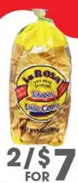 Arteagas Food Center La Rosa Totopos offer