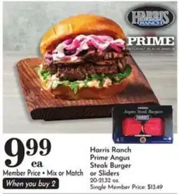 Pavilions Harris Ranch Prime Angus Steak Burger or Sliders offer
