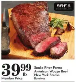 Pavilions Snake River Farms American Wagyu Beef New York Steaks offer