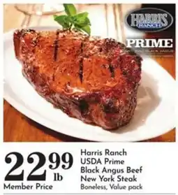 Pavilions Harris Ranch USDA Prime Black Angus Beef New York Steak offer