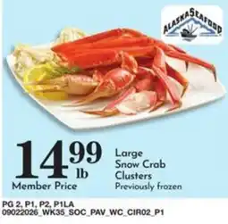 Pavilions Alaska Seafood large snow crab clusters offer