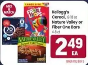 Kellogg's Cereal or Nature Valley or Fiber One Bars