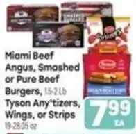 Tony’s Fresh Market Miami Beef Angus, Smashed or Pure Beef Burgers, Tyson Any'tizers, Wings, or Strips offer