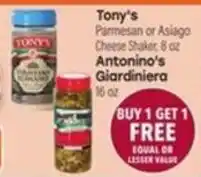 Tony’s Fresh Market Tony's Parmesan or Asiago Cheese Shaker offer