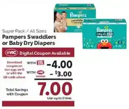 Harris Teeter Pampers Swaddlers or Baby Dry Diapers offer