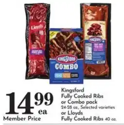 Pavilions Kingsford Fully Cooked Ribs or Combo pack offer