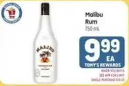 Tony’s Fresh Market Malibu Rum offer