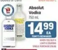 Tony’s Fresh Market Absolut Vodka offer