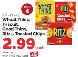 Harris Teeter Wheat Thins, Triscuit, Good Thins, Ritz or Toasted Chips offer