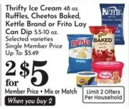Pavilions Thrift Ice Cream Ruffles, Cheetos Baked, Kettle Brand or Frito Lay offer