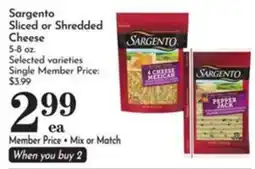 Pavilions Sargento sliced or shredded cheese offer