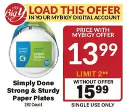 Big Y Simply Done Strong & Sturdy Paper Plates offer