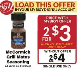 Big Y McCormick Grill Mates Seasoning offer
