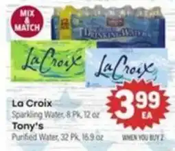 Tony’s Fresh Market La Croix Sparkling Water offer