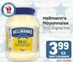 Tony’s Fresh Market Hellmann's Mayonnaise offer