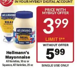 Big Y Hellmann's Mayonnaise offer