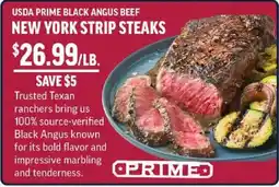 Central Market Primed new york strip steaks offer