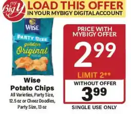 Big Y Wise Potato Chips offer