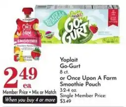 Pavilions Yoplait Go-Gurt or Once Upon A Farm Smoothie Pouch offer