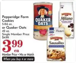 Pavilions Pepperidge Farm Cookies or Quaker Oats offer