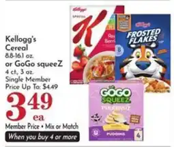 Pavilions Kellogg's Cereal or GoGo squeeze offer