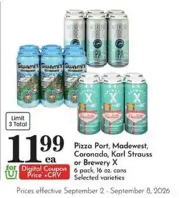 Pavilions Pizza Port, Madewest, Coronado, Karl Strauss or Brewery X offer