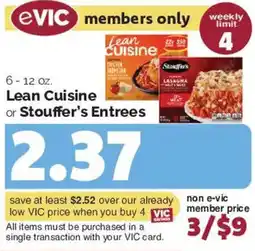 Harris Teeter Lean Cuisine or Stouffer's Entrees offer