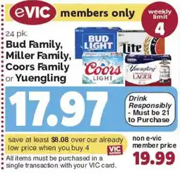 Harris Teeter Bud Family, Miller Family, Coors Family or Yuengling offer