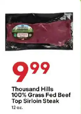 Thousand Hills 100% Grass Fed Beef Top Sirloin Steak