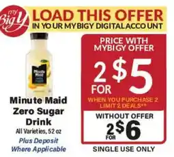 Big Y Minute Maid Zero Sugar Drink offer