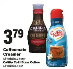Big Y Coffeemate Creamer or Califia Cold Brew Coffee offer