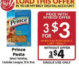 Big Y Prince Pasta offer