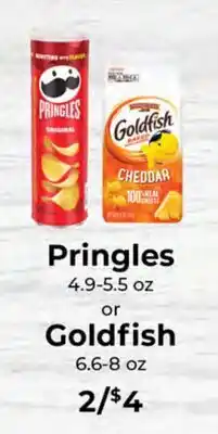Sunset Foods Pringles 4.9-5.5 oz or Goldfish 6.6-8 oz offer