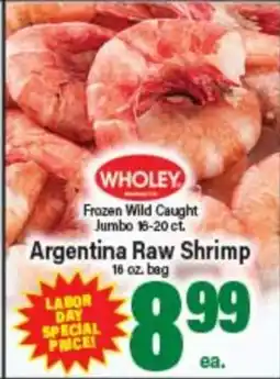 Angelo Caputo's Fresh Market WHOLEY Frozen Wild Caught Jumbo 16-20 ct. Argentina Raw Shrimp offer
