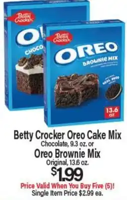Angelo Caputo's Fresh Market Betty Crocker Oreo Cake Mix Chocolate, 9.3 oz. or Oreo Brownie Mix Original, 13.6 oz offer