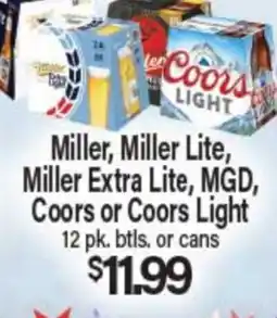Angelo Caputo's Fresh Market Miller, Miller Lite, Miller Extra Lite, MGD, Coors or Coors Light offer