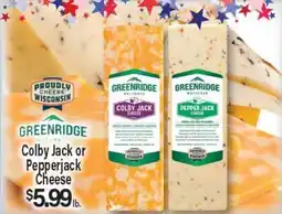 Angelo Caputo's Fresh Market GREENRIDGE NATURAL Colby Jack or Pepperjack Cheese offer